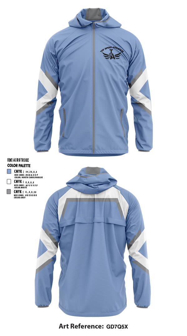 Windbreaker, Top Speed Athletics, Track & Field, Teamtime, Team time, sublimation, custom sports apparel, team uniforms, spirit wear, spiritwear, sports uniforms, custom shirts, team store, custom team store, fundraiser sports, apparel fundraiser