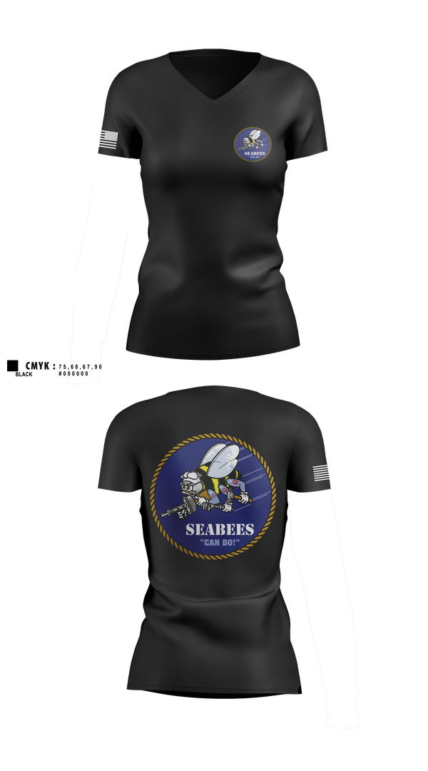 Womens Short Sleeve Vneck Shirt, Seabees, , Teamtime, Team time, sublimation, custom sports apparel, team uniforms, spirit wear, spiritwear, sports uniforms, custom shirts, team store, custom team store, fundraiser sports, apparel fundraiser