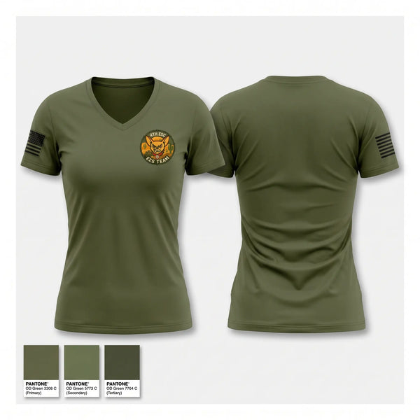 Womens Short Sleeve Vneck Shirt, 4ESC, Army, Teamtime, Team time, sublimation, custom sports apparel, team uniforms, spirit wear, spiritwear, sports uniforms, custom shirts, team store, custom team store, fundraiser sports, apparel fundraiser