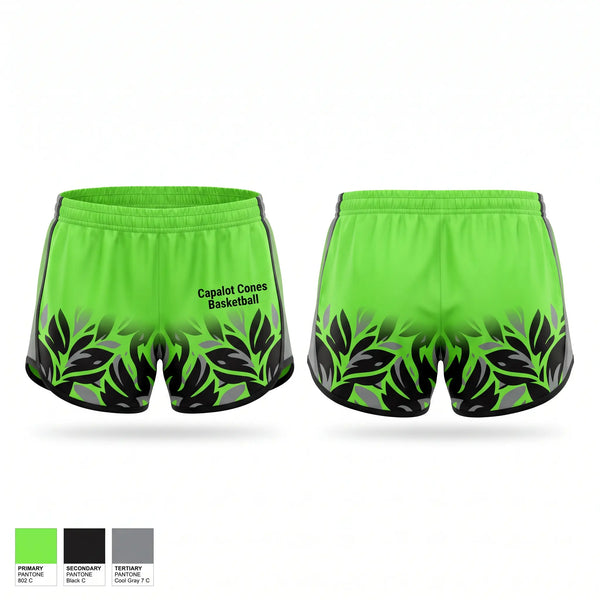 Womens Shorts, Capalot Cones Basketball, Men's Basketball, Teamtime, Team time, sublimation, custom sports apparel, team uniforms, spirit wear, spiritwear, sports uniforms, custom shirts, team store, custom team store, fundraiser sports, apparel fundraiser
