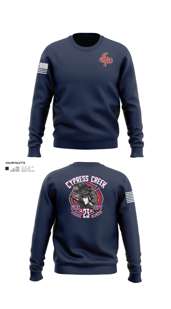 Crew Neck Sweatshirt, Cy Creek Fire 23, Fire Department, Teamtime, Team time, sublimation, custom sports apparel, team uniforms, spirit wear, spiritwear, sports uniforms, custom shirts, team store, custom team store, fundraiser sports, apparel fundraiser