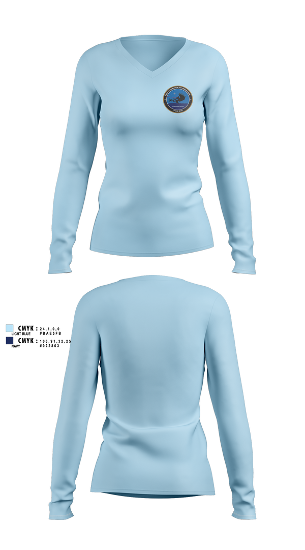 Womens Long Sleeve Vneck Shirt, PMA-230, , Teamtime, Team time, sublimation, custom sports apparel, team uniforms, spirit wear, spiritwear, sports uniforms, custom shirts, team store, custom team store, fundraiser sports, apparel fundraiser