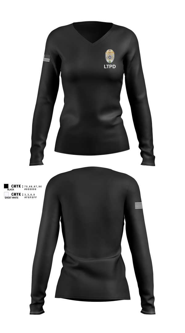 Womens Long Sleeve Vneck Shirt, Lone Tree Police Department, Police, Teamtime, Team time, sublimation, custom sports apparel, team uniforms, spirit wear, spiritwear, sports uniforms, custom shirts, team store, custom team store, fundraiser sports, apparel fundraiser