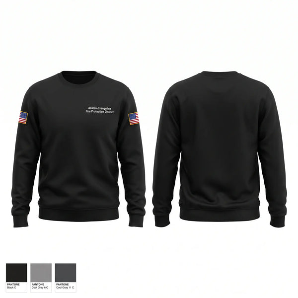 Crew Neck Sweatshirt, Acadia-Evangeline Fire Protection District, Fire Department, Teamtime, Team time, sublimation, custom sports apparel, team uniforms, spirit wear, spiritwear, sports uniforms, custom shirts, team store, custom team store, fundraiser sports, apparel fundraiser