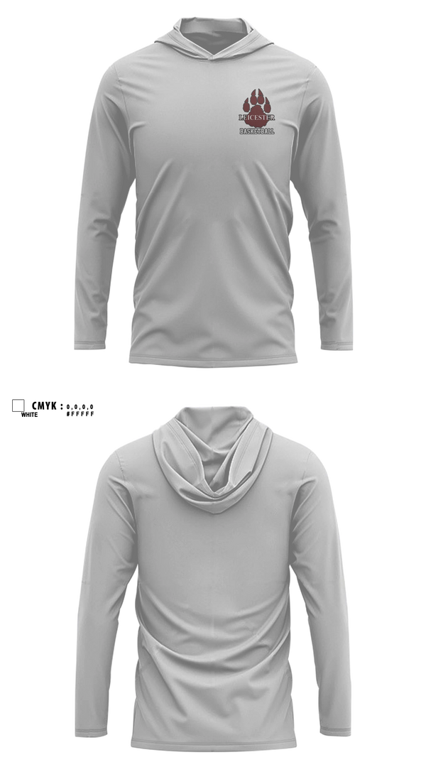 Long Sleeve Performance Shirt with hood, Leicester High School Basketball, Men's Basketball, Teamtime, Team time, sublimation, custom sports apparel, team uniforms, spirit wear, spiritwear, sports uniforms, custom shirts, team store, custom team store, fundraiser sports, apparel fundraiser