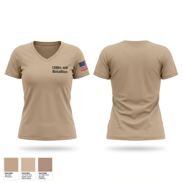 Womens Short Sleeve Vneck Shirt, 139th MP Batallion, Army, Teamtime, Team time, sublimation, custom sports apparel, team uniforms, spirit wear, spiritwear, sports uniforms, custom shirts, team store, custom team store, fundraiser sports, apparel fundraiser