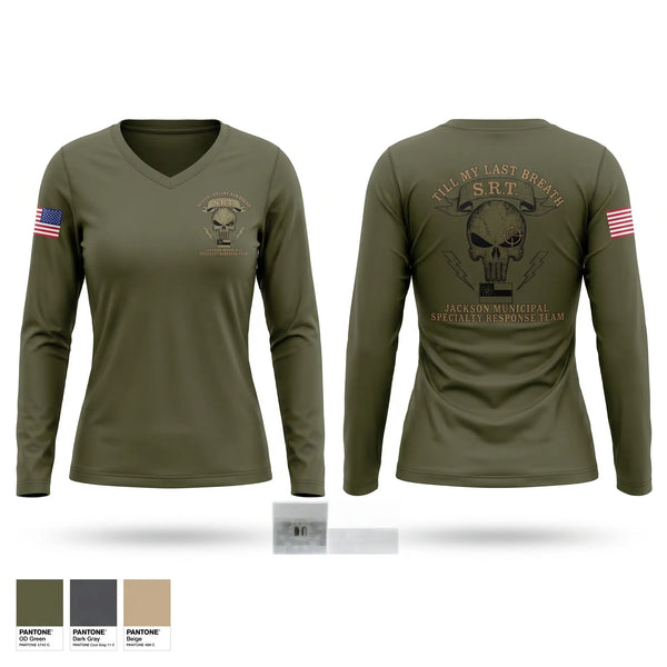 Womens Long Sleeve Vneck Shirt, Jackson Municipal Special Response Team, Police, Teamtime, Team time, sublimation, custom sports apparel, team uniforms, spirit wear, spiritwear, sports uniforms, custom shirts, team store, custom team store, fundraiser sports, apparel fundraiser
