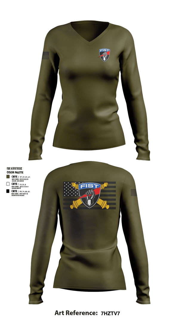 Womens Long Sleeve Vneck Shirt, 1/78th FA Bn, Army, Teamtime, Team time, sublimation, custom sports apparel, team uniforms, spirit wear, spiritwear, sports uniforms, custom shirts, team store, custom team store, fundraiser sports, apparel fundraiser