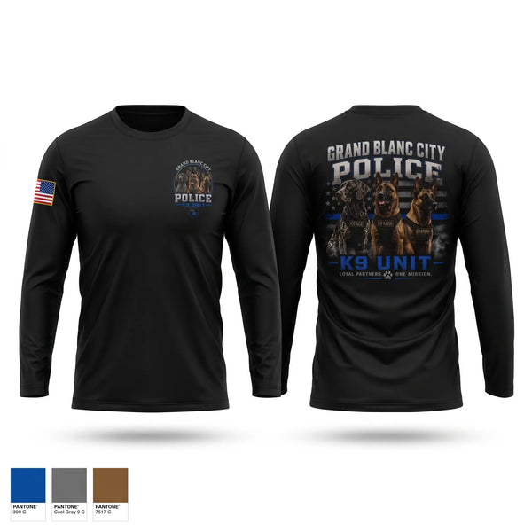 Long Sleeve Performance Shirt, Grand Blanc City Police K9 Unit, Police, Teamtime, Team time, sublimation, custom sports apparel, team uniforms, spirit wear, spiritwear, sports uniforms, custom shirts, team store, custom team store, fundraiser sports, apparel fundraiser