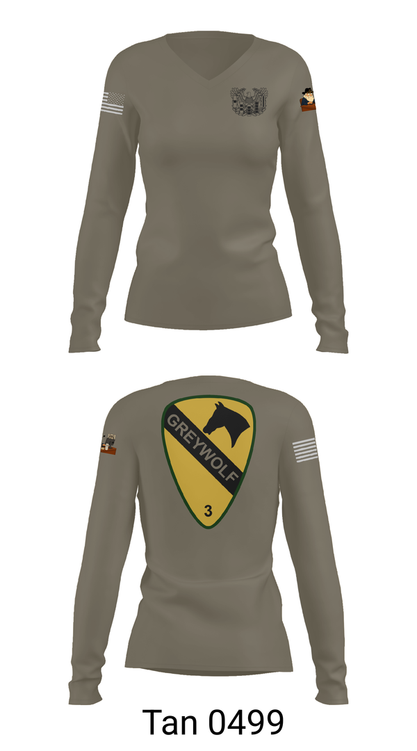 Womens Long Sleeve Vneck Shirt, 1st cav Div 3abct, , Teamtime, Team time, sublimation, custom sports apparel, team uniforms, spirit wear, spiritwear, sports uniforms, custom shirts, team store, custom team store, fundraiser sports, apparel fundraiser