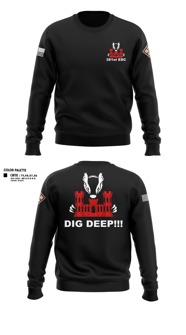 Crew Neck Sweatshirt, 381 EN CO, Army, Teamtime, Team time, sublimation, custom sports apparel, team uniforms, spirit wear, spiritwear, sports uniforms, custom shirts, team store, custom team store, fundraiser sports, apparel fundraiser
