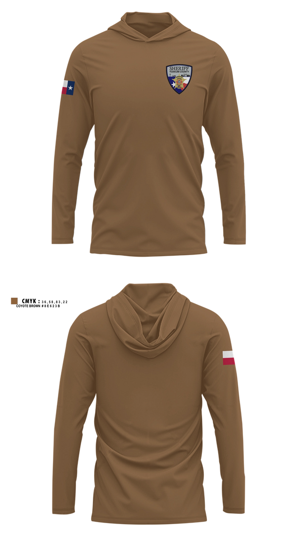 Long Sleeve hooded sunshirt, Yoakum County Sheriff’s Office, Police, Teamtime, Team time, sublimation, custom sports apparel, team uniforms, spirit wear, spiritwear, sports uniforms, custom shirts, team store, custom team store, fundraiser sports, apparel fundraiser