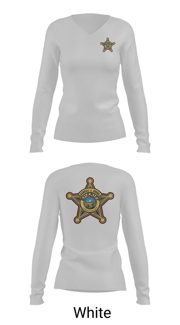 Womens Long Sleeve Vneck Shirt, LOGAN COUNTY SHERIFFS OFFICE, Police, Teamtime, Team time, sublimation, custom sports apparel, team uniforms, spirit wear, spiritwear, sports uniforms, custom shirts, team store, custom team store, fundraiser sports, apparel fundraiser