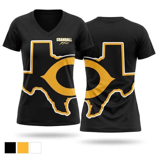 Womens Short Sleeve Vneck Shirt, Crandall Pirates, Cross Country, Teamtime, Team time, sublimation, custom sports apparel, team uniforms, spirit wear, spiritwear, sports uniforms, custom shirts, team store, custom team store, fundraiser sports, apparel fundraiser