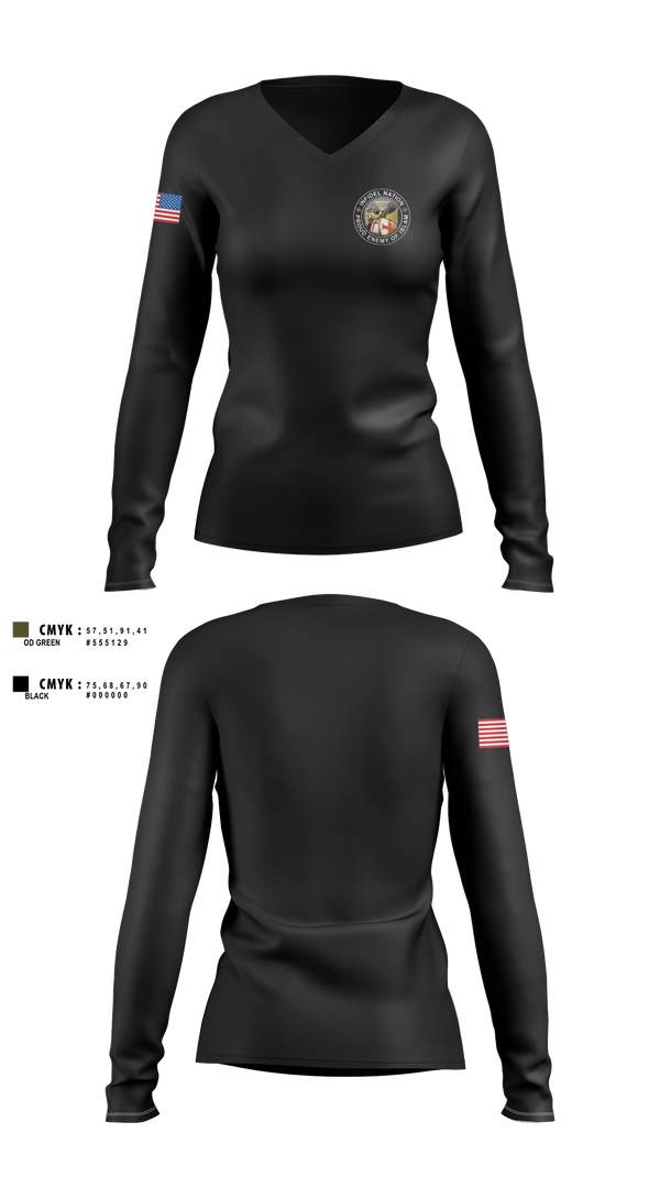 Womens Long Sleeve Vneck Shirt, Joint Task Force- 6, Marines, Teamtime, Team time, sublimation, custom sports apparel, team uniforms, spirit wear, spiritwear, sports uniforms, custom shirts, team store, custom team store, fundraiser sports, apparel fundraiser