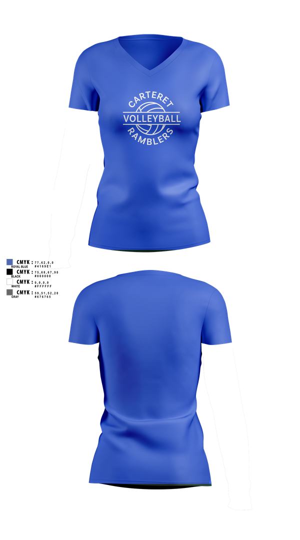 Womens Short Sleeve Vneck Shirt, Carteret Ramblers Volleyball, Women's Volleyball, Teamtime, Team time, sublimation, custom sports apparel, team uniforms, spirit wear, spiritwear, sports uniforms, custom shirts, team store, custom team store, fundraiser sports, apparel fundraiser