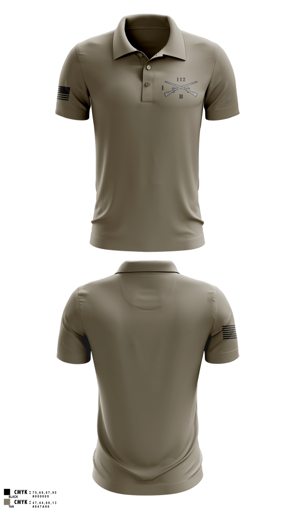 Short Sleeve Performance Polo, Blacksheep Company, 1-112th Infantry, Army, Teamtime, Team time, sublimation, custom sports apparel, team uniforms, spirit wear, spiritwear, sports uniforms, custom shirts, team store, custom team store, fundraiser sports, apparel fundraiser