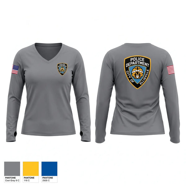 Womens Long Sleeve Vneck Shirt, EPD, Police, Teamtime, Team time, sublimation, custom sports apparel, team uniforms, spirit wear, spiritwear, sports uniforms, custom shirts, team store, custom team store, fundraiser sports, apparel fundraiser