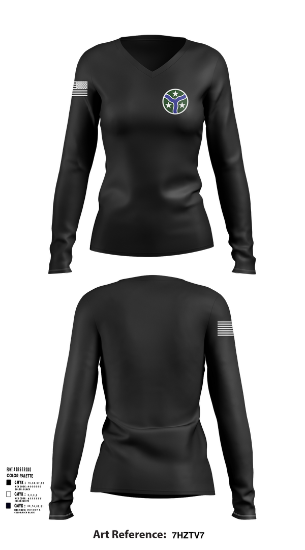 Womens Long Sleeve Vneck Shirt, 278th Armored Cavalry Regiment, National Guard, Teamtime, Team time, sublimation, custom sports apparel, team uniforms, spirit wear, spiritwear, sports uniforms, custom shirts, team store, custom team store, fundraiser sports, apparel fundraiser