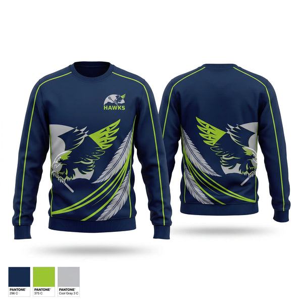 Crew Neck Sweatshirt, Chilliwack Hawks, Men's Lacrosse, Teamtime, Team time, sublimation, custom sports apparel, team uniforms, spirit wear, spiritwear, sports uniforms, custom shirts, team store, custom team store, fundraiser sports, apparel fundraiser