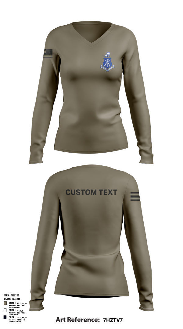 Womens Long Sleeve Vneck Shirt, Pershing Rifles Kilo 8, , Teamtime, Team time, sublimation, custom sports apparel, team uniforms, spirit wear, spiritwear, sports uniforms, custom shirts, team store, custom team store, fundraiser sports, apparel fundraiser