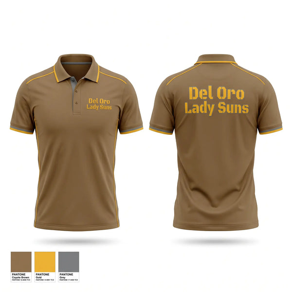 Short Sleeve Performance Polo, Del Oro Lady Suns, Softball, Teamtime, Team time, sublimation, custom sports apparel, team uniforms, spirit wear, spiritwear, sports uniforms, custom shirts, team store, custom team store, fundraiser sports, apparel fundraiser