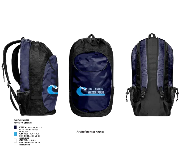 Gear Bag, Gig Harbor Water Polo, Water Polo, Teamtime, Team time, sublimation, custom sports apparel, team uniforms, spirit wear, spiritwear, sports uniforms, custom shirts, team store, custom team store, fundraiser sports, apparel fundraiser