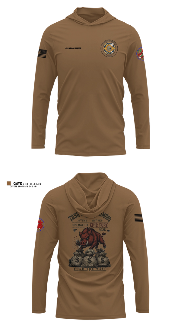 Long Sleeve hooded sunshirt, 93rd Finance Battalion, National Guard, Teamtime, Team time, sublimation, custom sports apparel, team uniforms, spirit wear, spiritwear, sports uniforms, custom shirts, team store, custom team store, fundraiser sports, apparel fundraiser