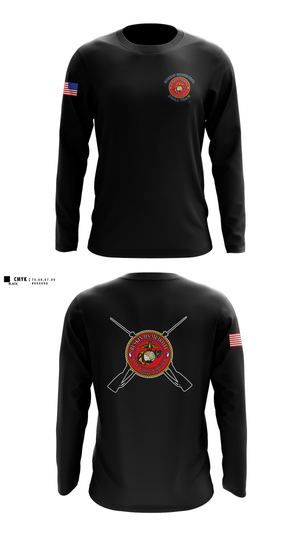Long Sleeve Performance Shirt, Ruskin Highschool MCJROTC drill team, Marines, Teamtime, Team time, sublimation, custom sports apparel, team uniforms, spirit wear, spiritwear, sports uniforms, custom shirts, team store, custom team store, fundraiser sports, apparel fundraiser