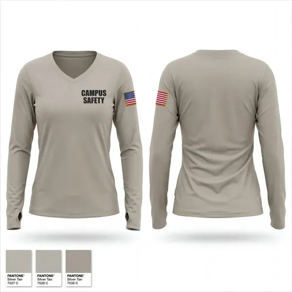 Womens Long Sleeve Vneck Shirt, Campus Safety, Police, Teamtime, Team time, sublimation, custom sports apparel, team uniforms, spirit wear, spiritwear, sports uniforms, custom shirts, team store, custom team store, fundraiser sports, apparel fundraiser