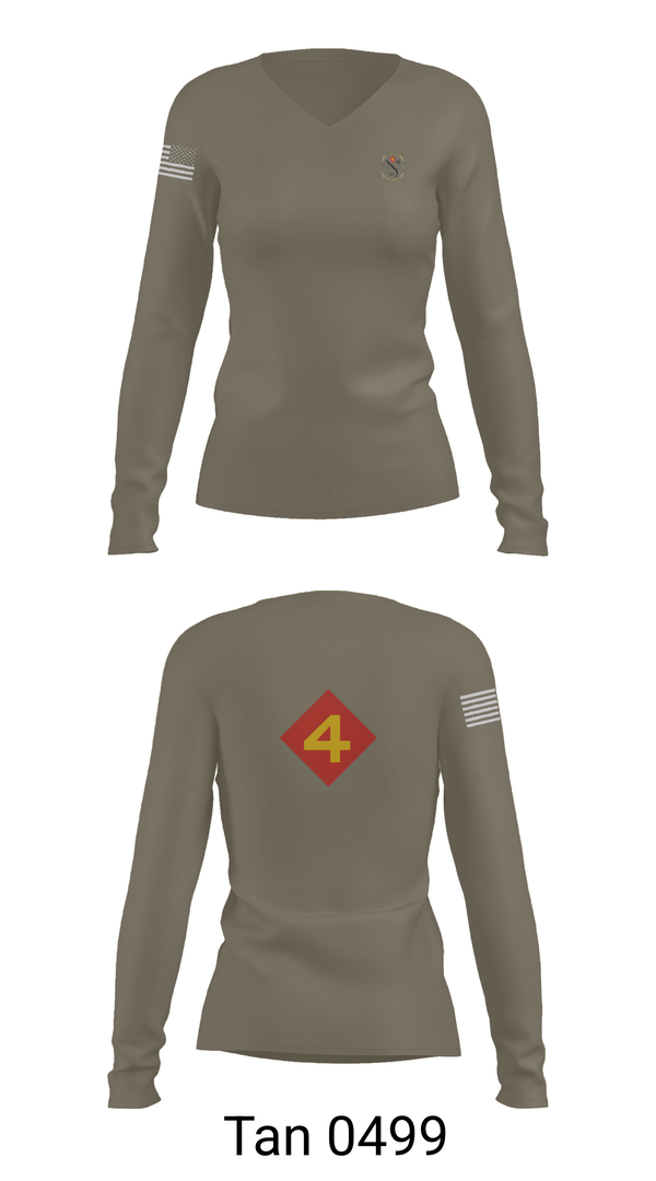 Womens Long Sleeve Vneck Shirt, 14th Marine regiment 4th Marine corps division, , Teamtime, Team time, sublimation, custom sports apparel, team uniforms, spirit wear, spiritwear, sports uniforms, custom shirts, team store, custom team store, fundraiser sports, apparel fundraiser