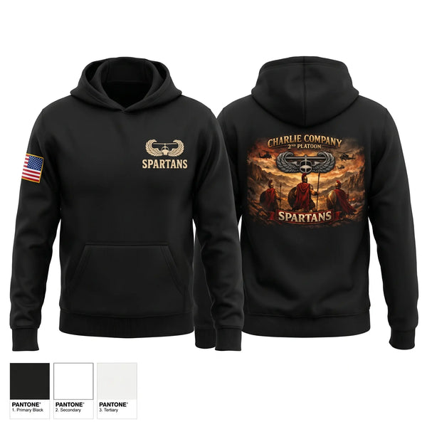 Hoodie, 2nd Platoon Charlie Company 129 “Spartans”, Army, Teamtime, Team time, sublimation, custom sports apparel, team uniforms, spirit wear, spiritwear, sports uniforms, custom shirts, team store, custom team store, fundraiser sports, apparel fundraiser
