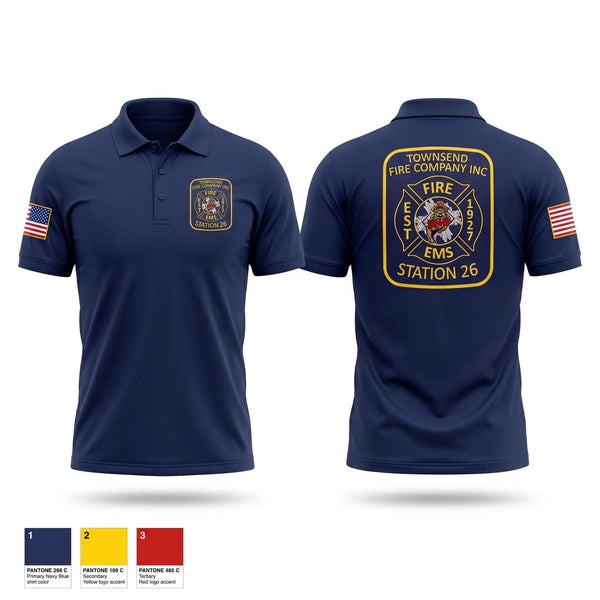 Short Sleeve Performance Polo, Townsend Fire Company, Fire Department, Teamtime, Team time, sublimation, custom sports apparel, team uniforms, spirit wear, spiritwear, sports uniforms, custom shirts, team store, custom team store, fundraiser sports, apparel fundraiser