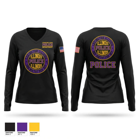 Womens Long Sleeve Vneck Shirt, Lexington Illinois Police Department, Police, Teamtime, Team time, sublimation, custom sports apparel, team uniforms, spirit wear, spiritwear, sports uniforms, custom shirts, team store, custom team store, fundraiser sports, apparel fundraiser