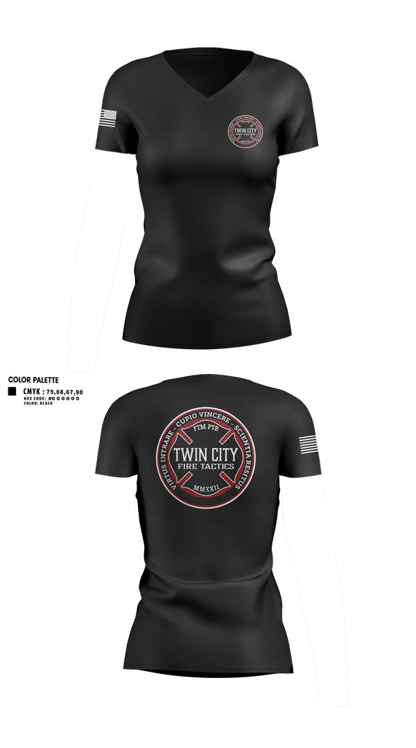 Womens Short Sleeve Vneck Shirt, Twin City Fire Tactics, Fire Department, Teamtime, Team time, sublimation, custom sports apparel, team uniforms, spirit wear, spiritwear, sports uniforms, custom shirts, team store, custom team store, fundraiser sports, apparel fundraiser