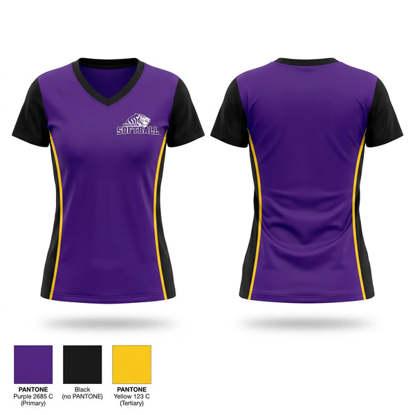 Womens Short Sleeve Vneck Shirt, Ouachita Tigers, Softball, Teamtime, Team time, sublimation, custom sports apparel, team uniforms, spirit wear, spiritwear, sports uniforms, custom shirts, team store, custom team store, fundraiser sports, apparel fundraiser