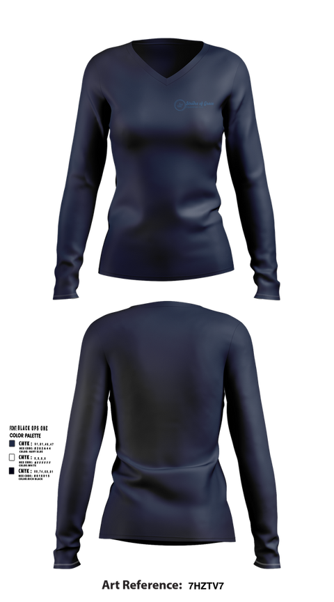 Womens Long Sleeve Vneck Shirt, Strides of Grace equestrian, , Teamtime, Team time, sublimation, custom sports apparel, team uniforms, spirit wear, spiritwear, sports uniforms, custom shirts, team store, custom team store, fundraiser sports, apparel fundraiser