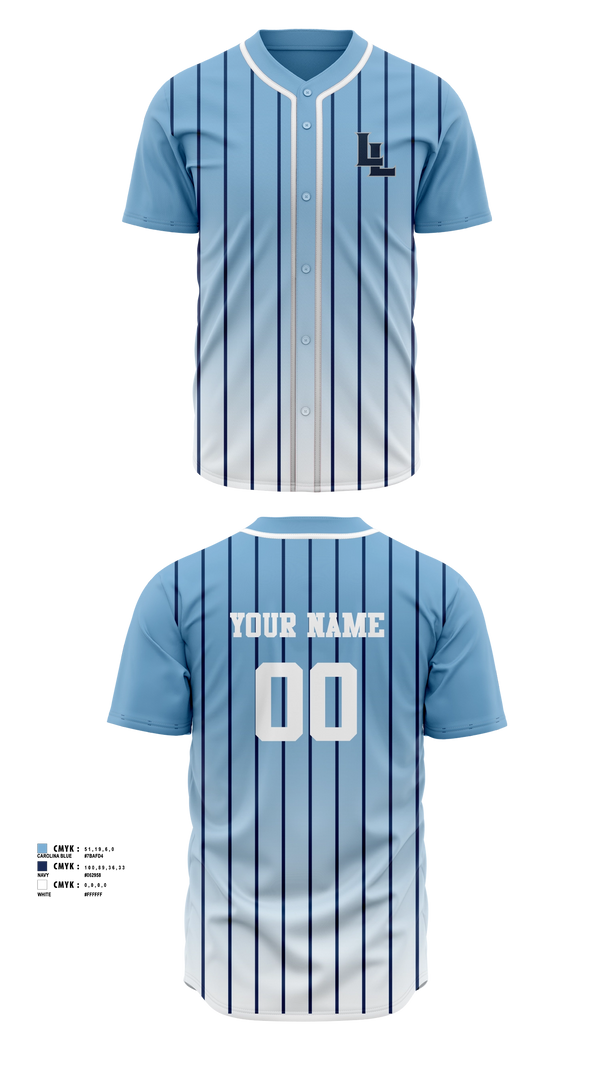 Full Button Baseball Jersey, Layton Lancers, Baseball, Teamtime, Team time, sublimation, custom sports apparel, team uniforms, spirit wear, spiritwear, sports uniforms, custom shirts, team store, custom team store, fundraiser sports, apparel fundraiser