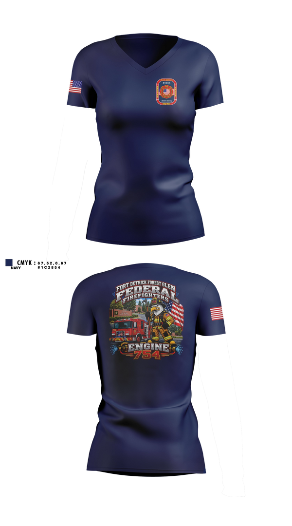 Womens Short Sleeve Vneck Shirt, Fort Detrick Forest Glen Federal Firefighters, Fire Department, Teamtime, Team time, sublimation, custom sports apparel, team uniforms, spirit wear, spiritwear, sports uniforms, custom shirts, team store, custom team store, fundraiser sports, apparel fundraiser