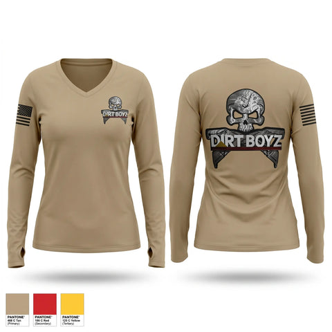 Womens Long Sleeve Vneck Shirt, Dirt Boyz, Air Force, Teamtime, Team time, sublimation, custom sports apparel, team uniforms, spirit wear, spiritwear, sports uniforms, custom shirts, team store, custom team store, fundraiser sports, apparel fundraiser