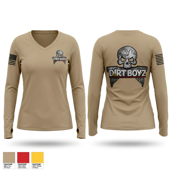 Womens Long Sleeve Vneck Shirt, Dirt Boyz, Air Force, Teamtime, Team time, sublimation, custom sports apparel, team uniforms, spirit wear, spiritwear, sports uniforms, custom shirts, team store, custom team store, fundraiser sports, apparel fundraiser