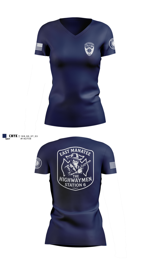 Womens Short Sleeve Vneck Shirt, East Manatee, Fire Department, Teamtime, Team time, sublimation, custom sports apparel, team uniforms, spirit wear, spiritwear, sports uniforms, custom shirts, team store, custom team store, fundraiser sports, apparel fundraiser