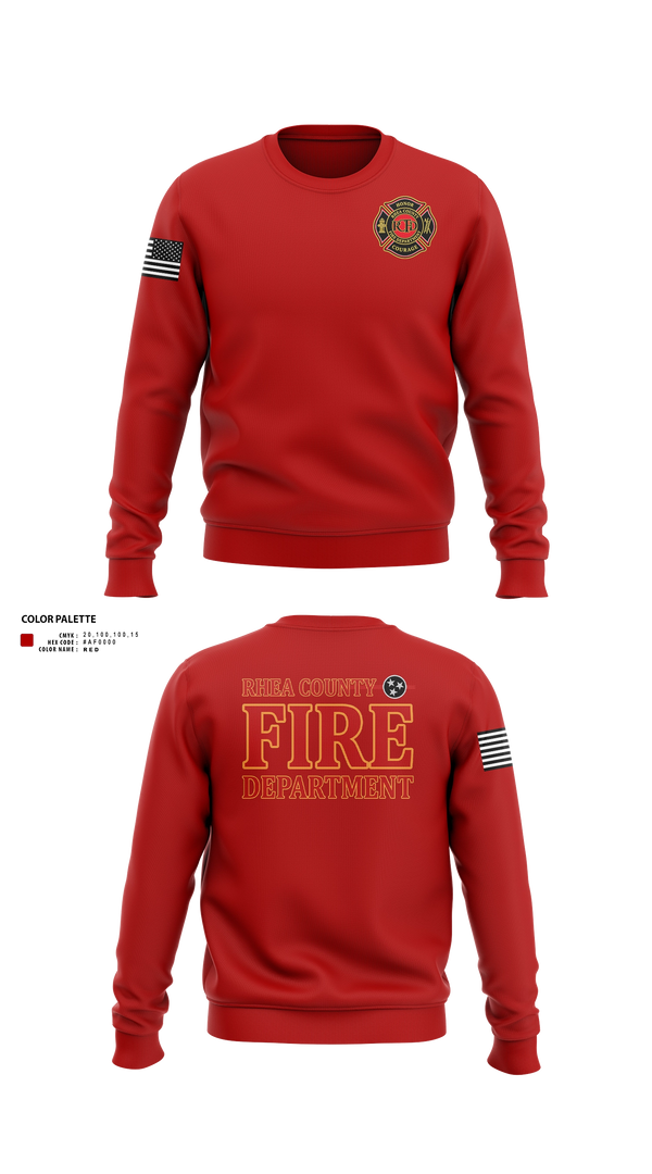 Crew Neck Sweatshirt, Rhea County Fire Department, Fire Department, Teamtime, Team time, sublimation, custom sports apparel, team uniforms, spirit wear, spiritwear, sports uniforms, custom shirts, team store, custom team store, fundraiser sports, apparel fundraiser