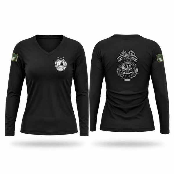 Womens Long Sleeve Vneck Shirt, 313 MP DET (Law and Order), Army, Teamtime, Team time, sublimation, custom sports apparel, team uniforms, spirit wear, spiritwear, sports uniforms, custom shirts, team store, custom team store, fundraiser sports, apparel fundraiser