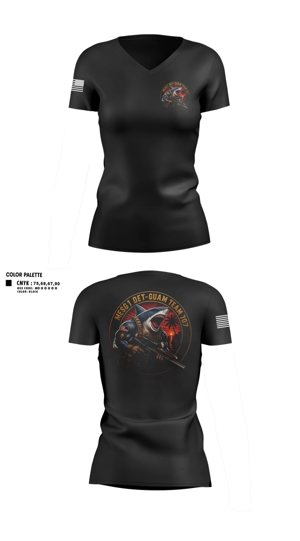 Womens Short Sleeve Vneck Shirt, MESG-1 DET GUAM TEAM 707, Navy, Teamtime, Team time, sublimation, custom sports apparel, team uniforms, spirit wear, spiritwear, sports uniforms, custom shirts, team store, custom team store, fundraiser sports, apparel fundraiser