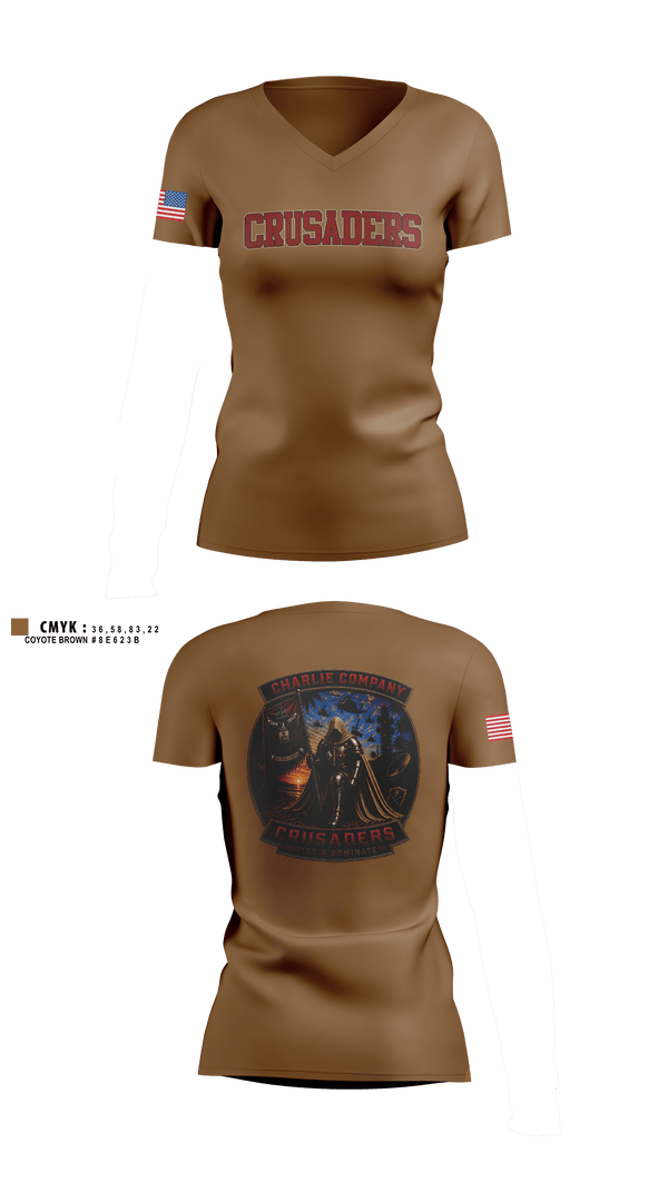 Womens Short Sleeve Vneck Shirt, CRUSADERS, Army, Teamtime, Team time, sublimation, custom sports apparel, team uniforms, spirit wear, spiritwear, sports uniforms, custom shirts, team store, custom team store, fundraiser sports, apparel fundraiser