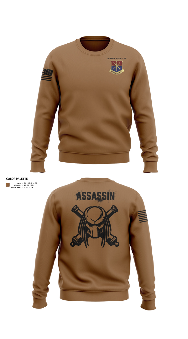 Crew Neck Sweatshirt, A Btry 1-206th FA, National Guard, Teamtime, Team time, sublimation, custom sports apparel, team uniforms, spirit wear, spiritwear, sports uniforms, custom shirts, team store, custom team store, fundraiser sports, apparel fundraiser