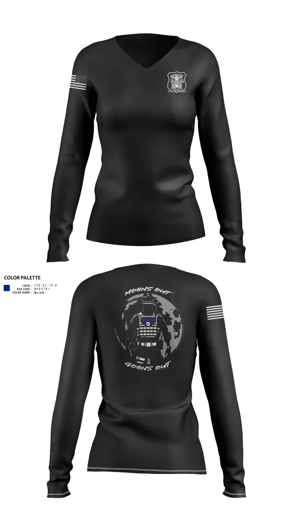 Womens Long Sleeve Vneck Shirt, 4th Precinct, Police, Teamtime, Team time, sublimation, custom sports apparel, team uniforms, spirit wear, spiritwear, sports uniforms, custom shirts, team store, custom team store, fundraiser sports, apparel fundraiser