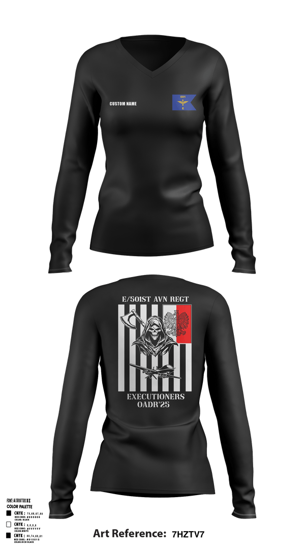 E 501st 1AD, CAB AVMX 23374839 Women's Long Sleeve V-neck Shirt - 3