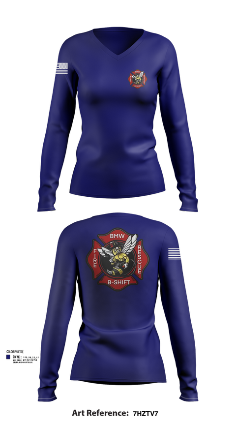 Womens Long Sleeve Vneck Shirt, B-Shift, Fire Department, Teamtime, Team time, sublimation, custom sports apparel, team uniforms, spirit wear, spiritwear, sports uniforms, custom shirts, team store, custom team store, fundraiser sports, apparel fundraiser